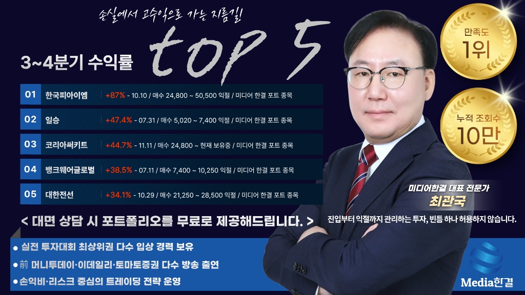 3~4분기 수익률 TOP5